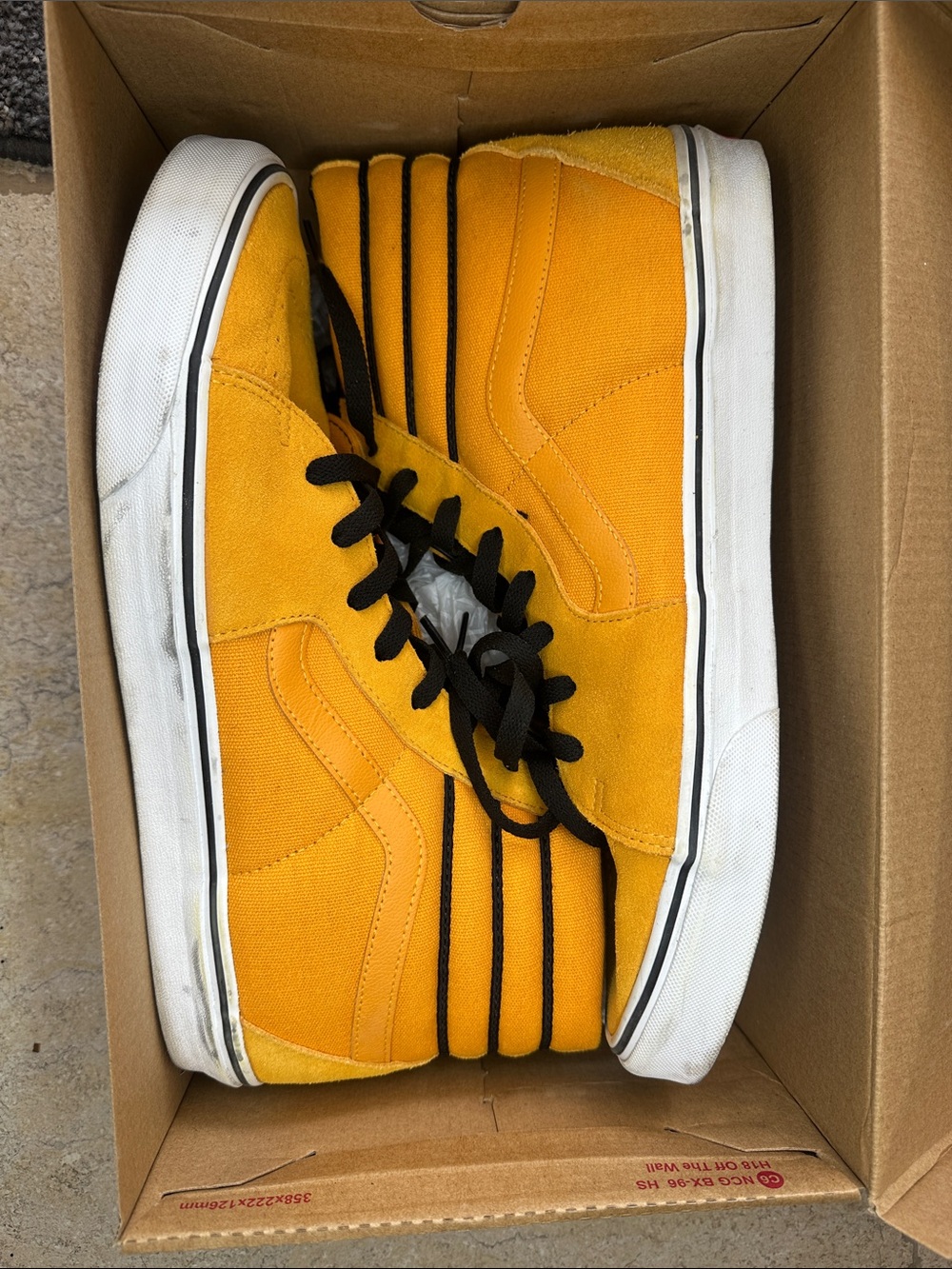 Vans Yellow High-Top Skate Sneakers with Black Laces